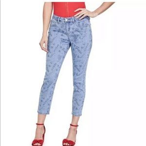 Guess Skinny Crop Jeans Graffiti Logo